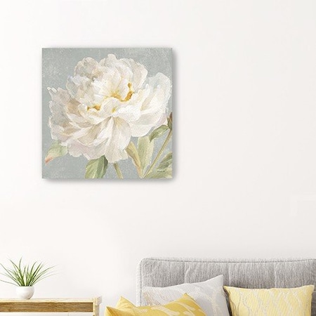 Homeroots Angelic White Peony Flower Unframed Print Wall Art 399081