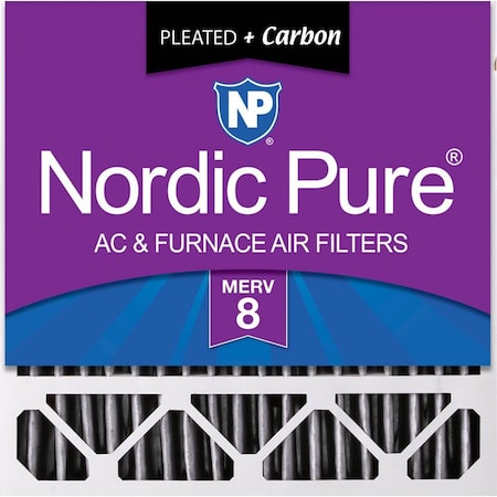 Nordic Pure 20x20x5 Plus Carbon Pleated Air Filter, High Capacity, MERV 8 20x20x5HPM8C-1