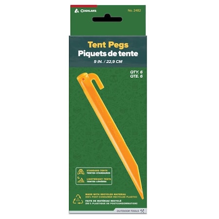 Coghlans Coghlan's Yellow Tent Pegs 9.00 in. H, 6PK 2482