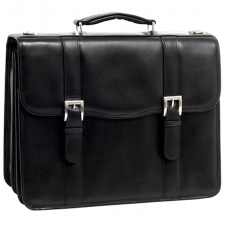 A1 Luggage Flournoy - Black Leather Double Compartment Laptop Case A12611511