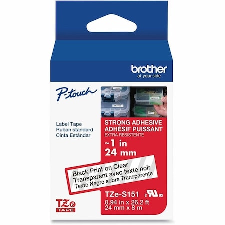 Brother Label/RibbonCartridge, Clear, Gloss, 1inW TZES151G