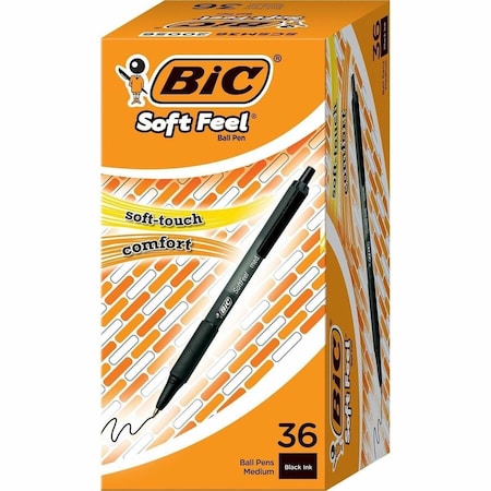 Bic Pen, Softfeel, Bp, Med, Bk, PK36 SCSM361BK
