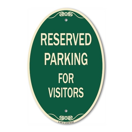 Signmission Reserved Parking For Visitors Green & Tan, 12 Inch X 18 Inch Designer, Heavy Gauge Aluminum A-OV-G-1218-9759