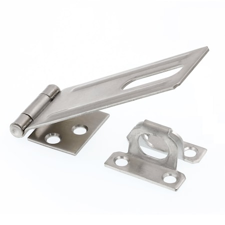 Prime-Line Door and Gate Safety Hasp Hinge Latch with Fixed Staple 4-3/8 inch with Screws Stainless Steel U 117171