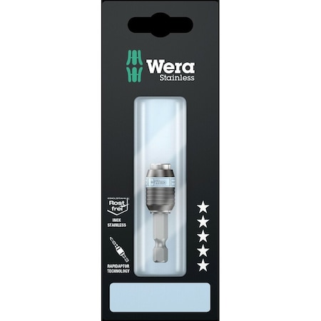 Wera 3888/4/1 K SB Rapidaptor Universal Bit Holder, stainless, 1/4 in x 50 mm 5073616001