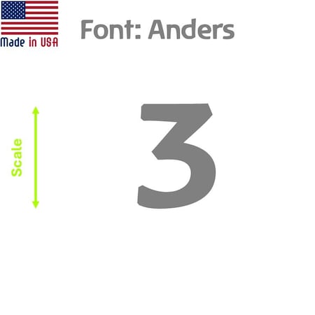Aacc Self-Adhesive Vinyl Number: 3, Size: 6 cm. Color: Gray Font: Anders, 1 sticker AACC-Anders-N3-Gray-M6x1