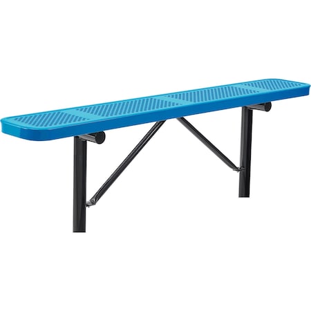 Global Industrial 6' Outdoor Steel Flat Bench, Perforated Metal, In Ground Mount, Blue 262075IBL