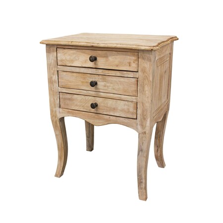 Homeroots 29" White Solid Wood Three Drawer Nightstand 488758