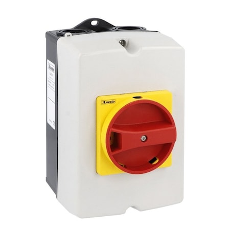 Lovato Nema 4X Enclosed Disconnect Switch, 32A Red/Yellow Handle Ip65, 690V GAZ032UL
