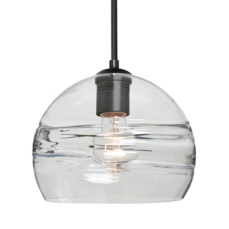 Besa Lighting Besa Spirit 8 Pendant, Clear, Black Finish, 1x 60W MAX E26 Base 1JT-SPIR8CL-BK