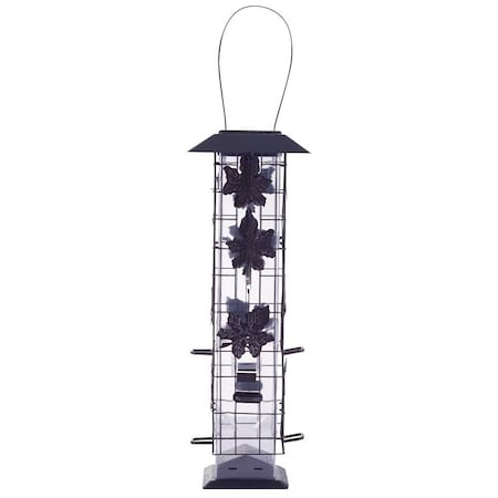 Perky-Pet Wild Bird Feeder, 1814 in H, Rustic Leaf, 2 lb, Metal, Hammered Bronze, Hanging Mounting 336