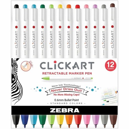 Clickart Marker, Assorted, Bullet Tip, Retractable 69012