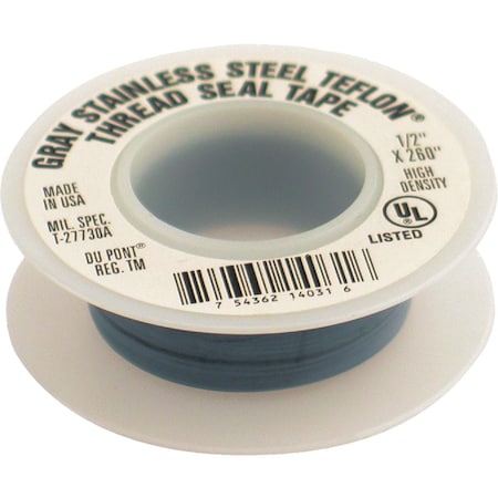 Plumbeeze PLUMB-EEZE 1/2'' x 260'' Gray Non-Stick Coating Thread Seal Tape TT260-SS