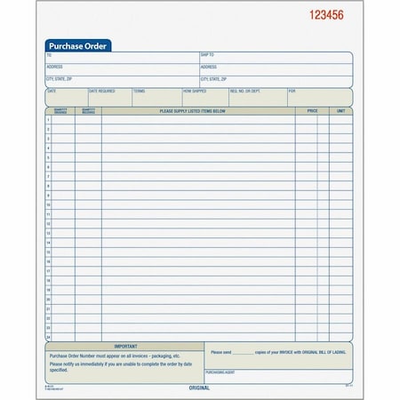 Tops Business Forms TOPS, Purchase Order Book, 8 3/8 X 10 3/16, Two-Part Carbonless, 50PK 46146