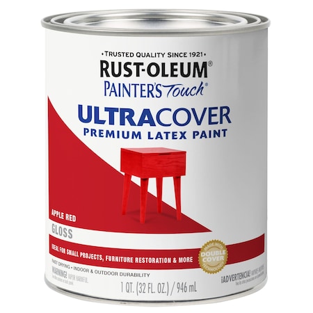 Rust-Oleum Interior/Exterior Paint, Gloss, Apple Red, Quart 1966502