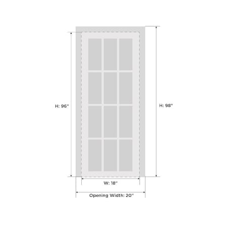 Sartodoors Solid French Door Frosted Glass White 18x96 Solid Core Modern Interior QUADRO4266ID-WS-1896
