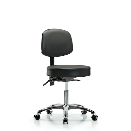 Blue Ridge Ergonomics Vinyl Stool, Back Chrome, Desk, Tilt, Casters, Carbon BR-VDHST-CR-T1-CC-8823