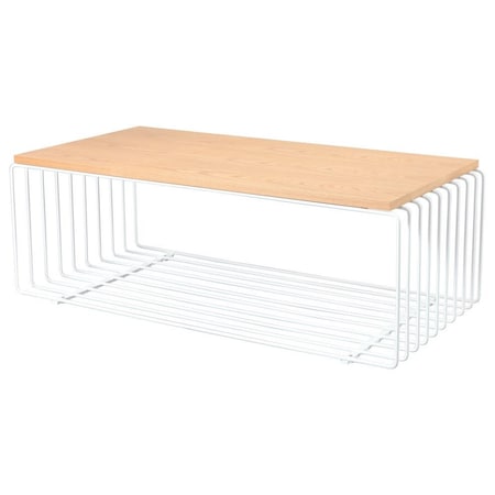 Leisuremod Walden Rectangular Coffee Table with Powder Coated Steel Frame, White WTW-39NW