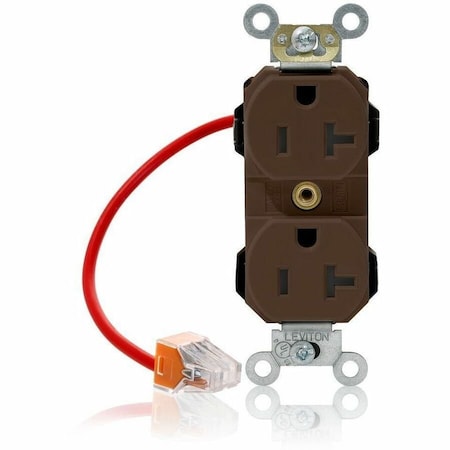Leviton Straight Blade Receptacle, 5-20R, 20 A, 125V AC, Flush Mount, Self-Grounded M5362-SC