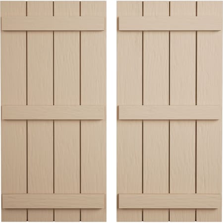 Ekena Millwork Rustic Four Board Joined Board-n-Batten Rough Sawn Faux Wood Shutters, 22W x 72H, PR SHUBJS22X72RSPR