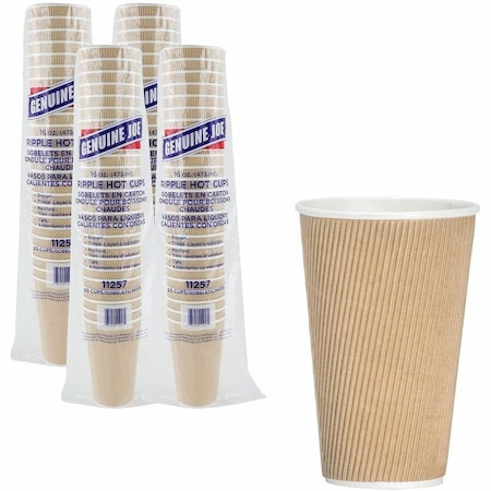 Genuine Joe 16 oz Ripple Hot Cups - Brown, 500PK GJO11257CT