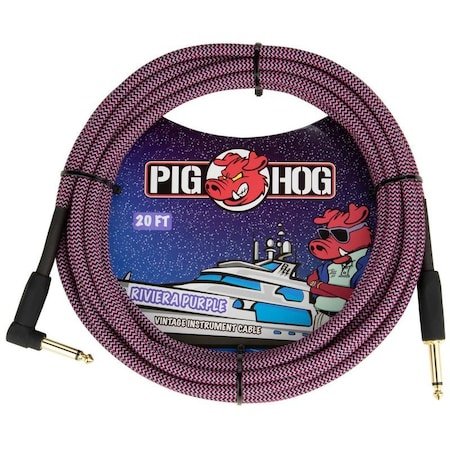 Pig Hog ''Riviera Purple'' Instrument Cable, 20-Feet Right Angle PCH20RPPR
