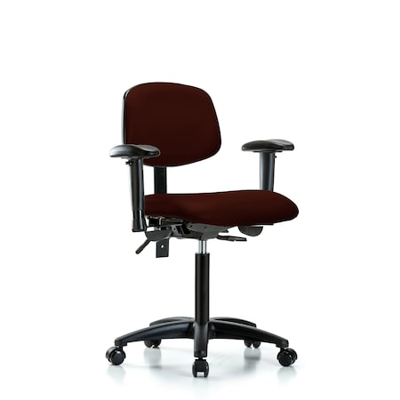 Blue Ridge Ergonomics Chair, Vin, Med Bench, Tilt AA Casters, Burg, 6-Way Adjustable, 22" to 29" Height, Burgundy BR-VMBCH-RG-T1-A1-NF-RC-8569