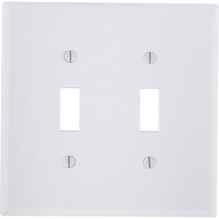 Leviton 2-Gang Plastic Toggle Switch Wall Plate White 001-88009