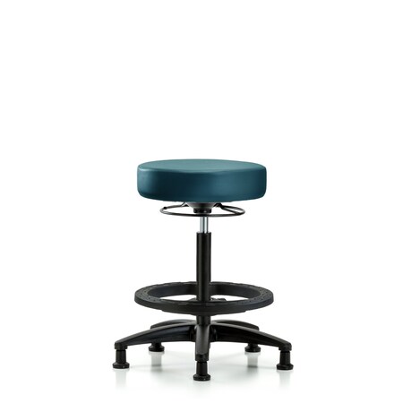 Blue Ridge Ergonomics Vinyl Stool, High Bench, Foot Ring, Glides, Royal BR-VHBSO-RG-BF-RG-8801