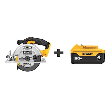 Dewalt Cordless Circular Saw, 20.0V DCS391B/DCB204