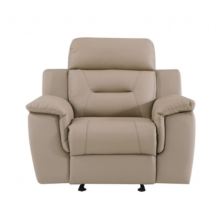 Homeroots 41" Beige Fascinating Leather Reclining Chair 329542