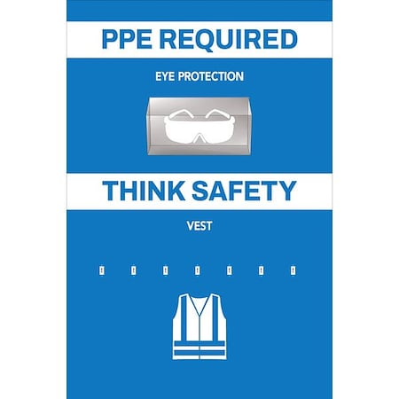 Visual Workplace PPE Shadow Board, Blue, 24 in H 30-1910-3624-P60801