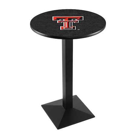 Holland Bar Stool Co 42" Blk Wrinkle Texas Tech Pub Table, 36" dia. Top L217B4236TXTech