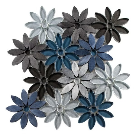 Andova Tiles Fresh Qerbera Novelty Blue Flower Glass/Stone/Aluminum Wall & Floor Mosaic Tile ANDFRE392