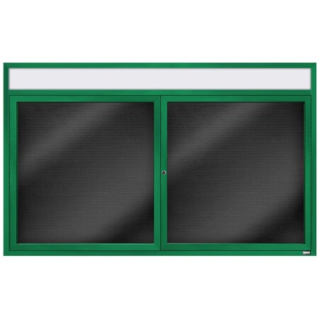 Aarco Enclosed Letter Board Directory w/ Powder Coated Green Al Frame and Header, 36''Hx60''W, 2 Doors ADC3660HG