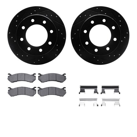 Dynamic Friction Co DFC Brake Rotor - Dimpled & Slotted - Black w/5000 Brake Pads & HW Kit 8512-48039