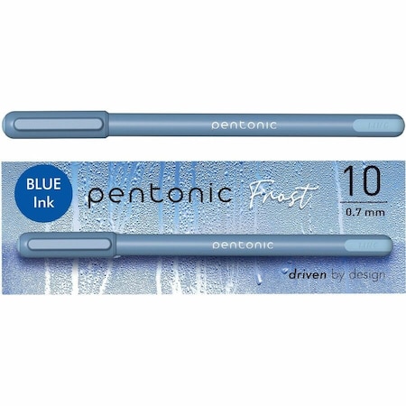 Pentonic Frosted Barrel Ballpoint Pens, 0.7 mm Fine Pen Point, Blue Ink, Frost, Blue Barrel, 120PK PEN13085