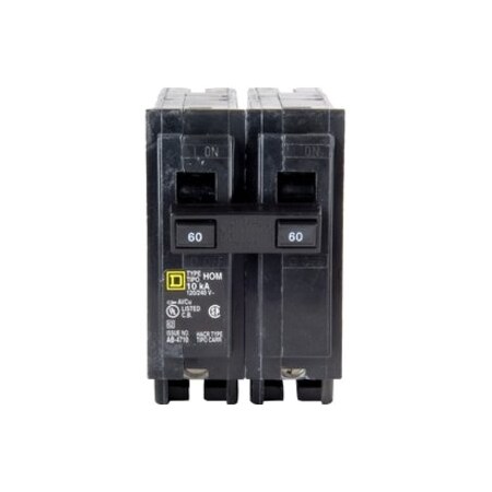 Square D Circuit Breaker, HOM Series, 60A, 2 Pole, 120/240V AC, 10kA HOM260CP