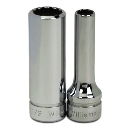 Williams 3/8" Drive, 1/4" SAE Socket, 12 Points, Deep 3/8" D, 12Pt, 1/4 JHWBD-1208