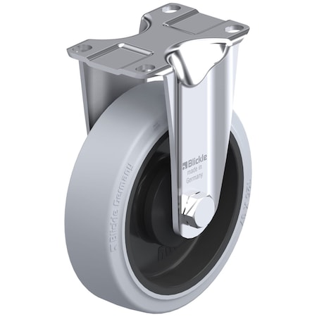 Blickle Rigid Plate Caster, Solid Rbbr, 5", 400 lb. B-POEV 125KA-12-SG