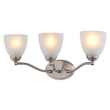 Vaxcel Bellwood 21.75 in 3-Light Traditional Nickel Bathroom Vanity Fixture Glass Shade W0520