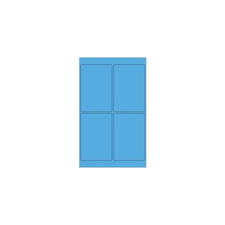 Bubblefast 4 x 6'' Fluorescent Bright Blue Rectangle Laser Labels-4 Labels per Sheet BFLL186BB
