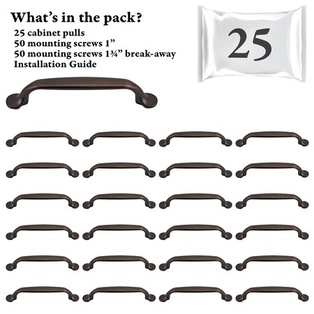 Designperfect 3 3/4'' Center-to-Center Bar Pull, 25PK DPA25S713ORB