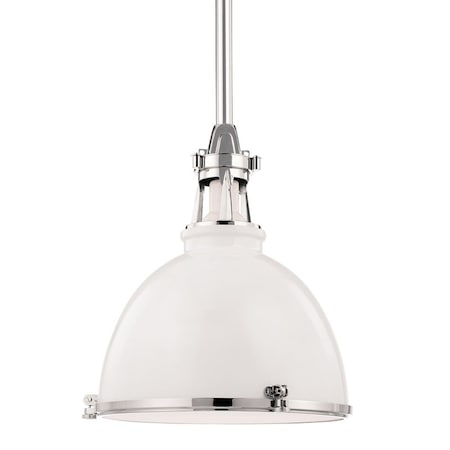 Hudson Valley Lighting Massena 1 Light Pendant 19.5 In. White/Polished Nickel Combo 4620-WPN
