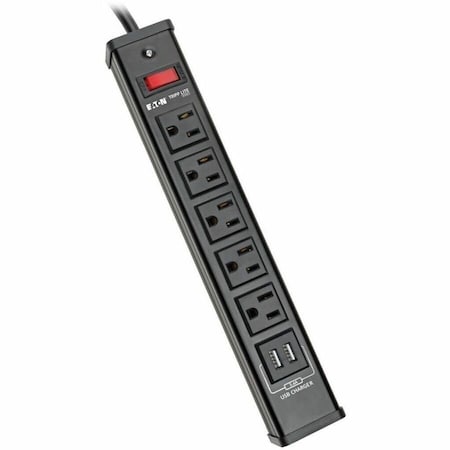 Eaton Tripp Lite Series 5-Outlet Surge Protector with 2 USB Ports 3.4A Shared - 6 ft. 1.83 m TLM526USBB