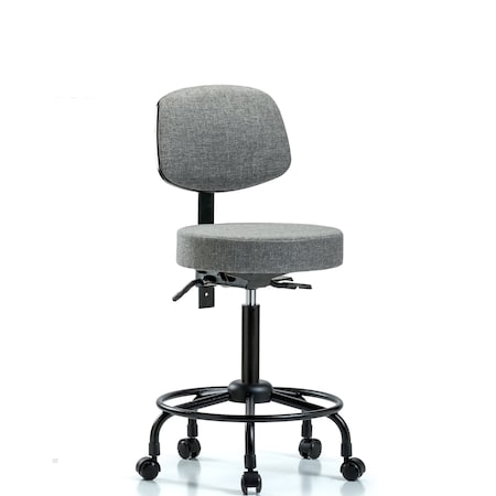 Blue Ridge Ergonomics Bench Stool, Med, Fab, Bk, RT, Casters, Gry BR-FMBST-RT-T0-RC-F44