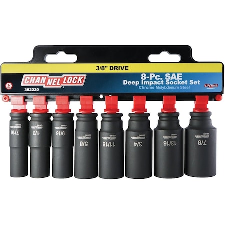Channellock Standard 3/8'' Drive 6-Point Deep Impact Driver Set, 8-Piece S2315800800000005