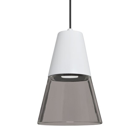 Besa Lighting Besa Timo 6 Pendant, Smoke/White, Black Finish, 1x 9W LED 1XT-TIMO6WS-LED-BK