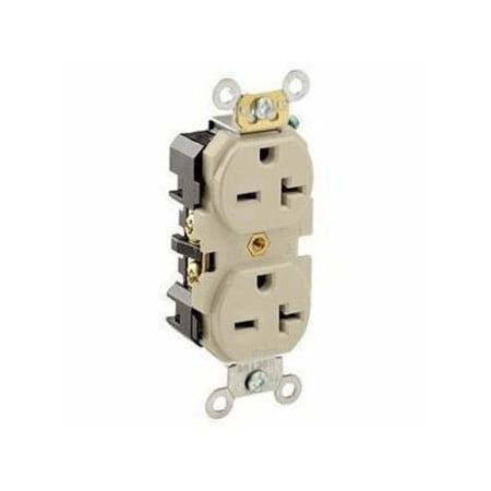 Leviton Duplex Straight Blade Receptacle, 6-20R, 20 A, 250V AC, 2 Pole, 3 Wire, Flush Mount, Grounded 5462-I