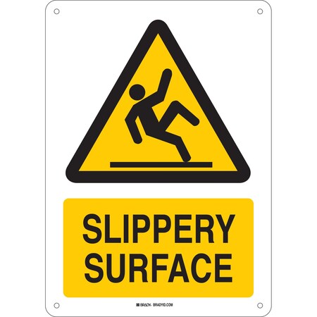 Brady Slippery Surface Sign, 14in H x 10in W x 0.035in D, Aluminum 143632